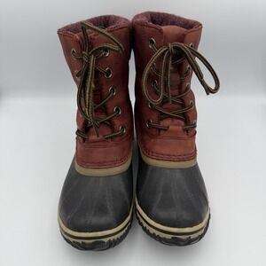 Sorel Slimpack II Lace up Boots Duck Style Burgundy Red Size Women's‎ 7.5